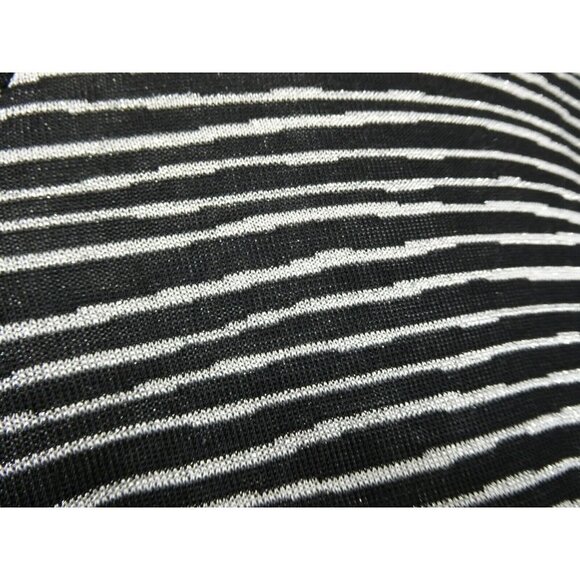 Exclusively Misook Woman Black Silver Stripe Zip Jacket Cardigan Acrylic Size 2X - Picture 7 of 12